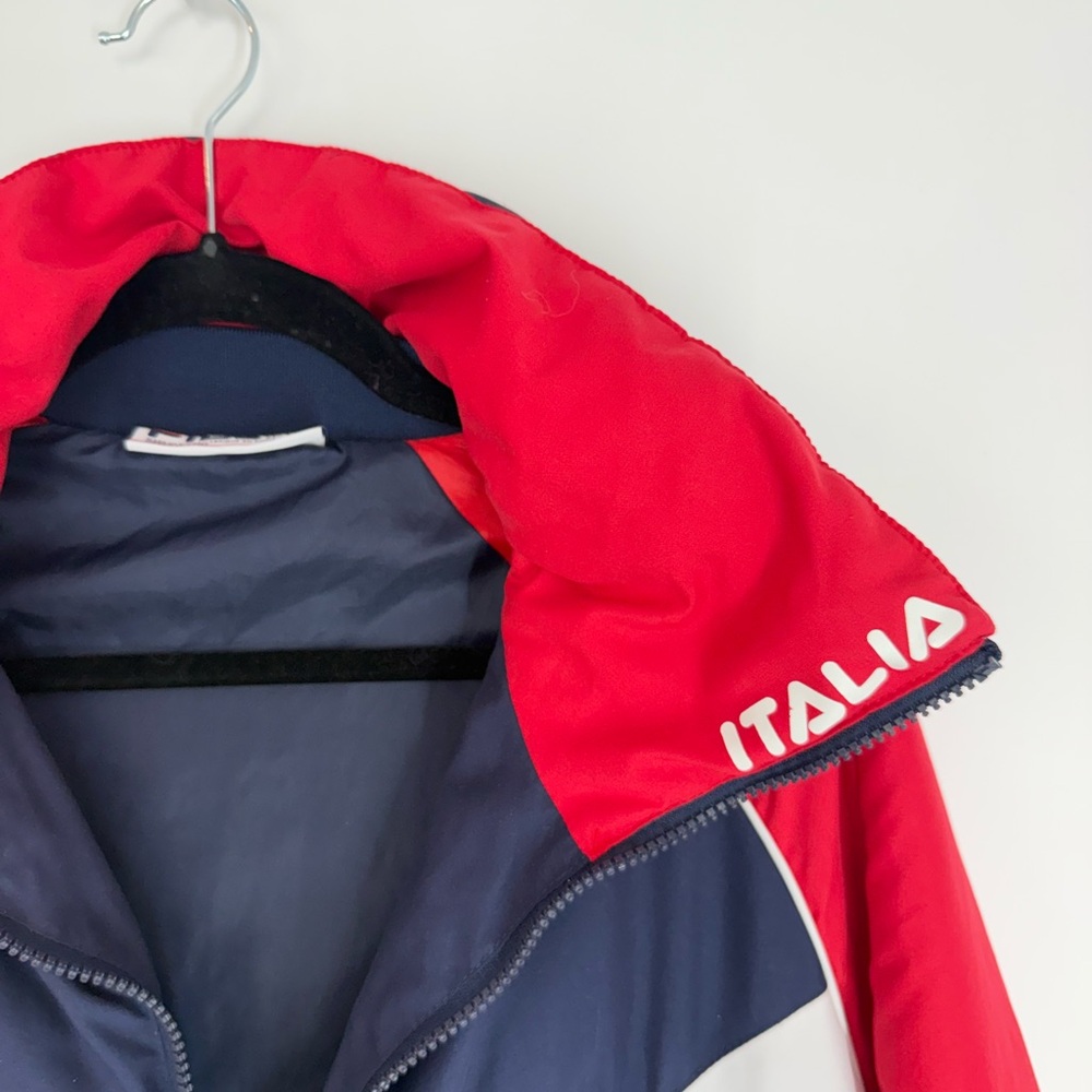 FILA Long Puffer Coat | Colorblock Red Navy White S - Picture 7 of 9